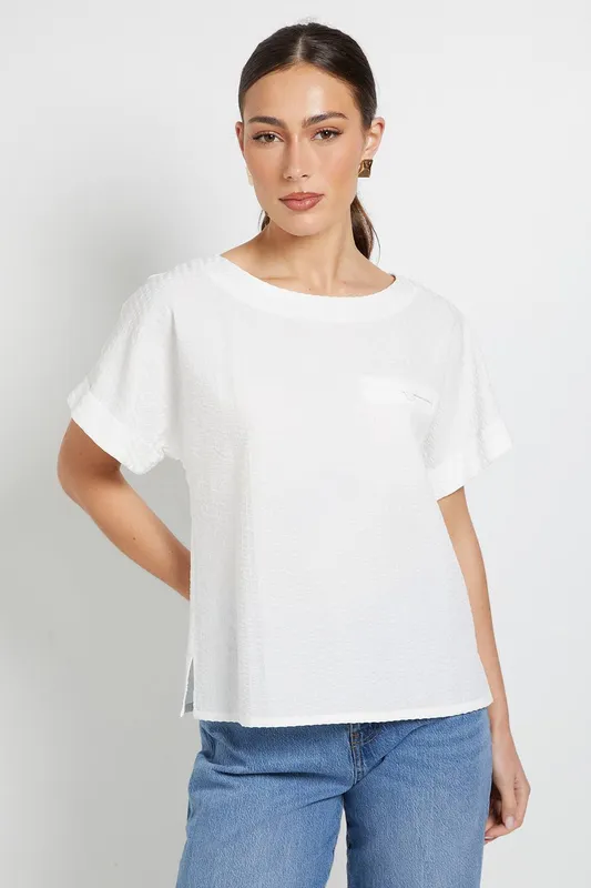 Debenhams Women's Textured Stripe Blouse in White Size: 14 White female