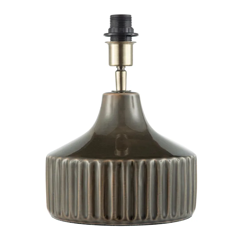 Happy Homewares Deep Forest Green Ceramic Gloss Lamp Base with Brass Lamp Holder in Dark Green Dark Green