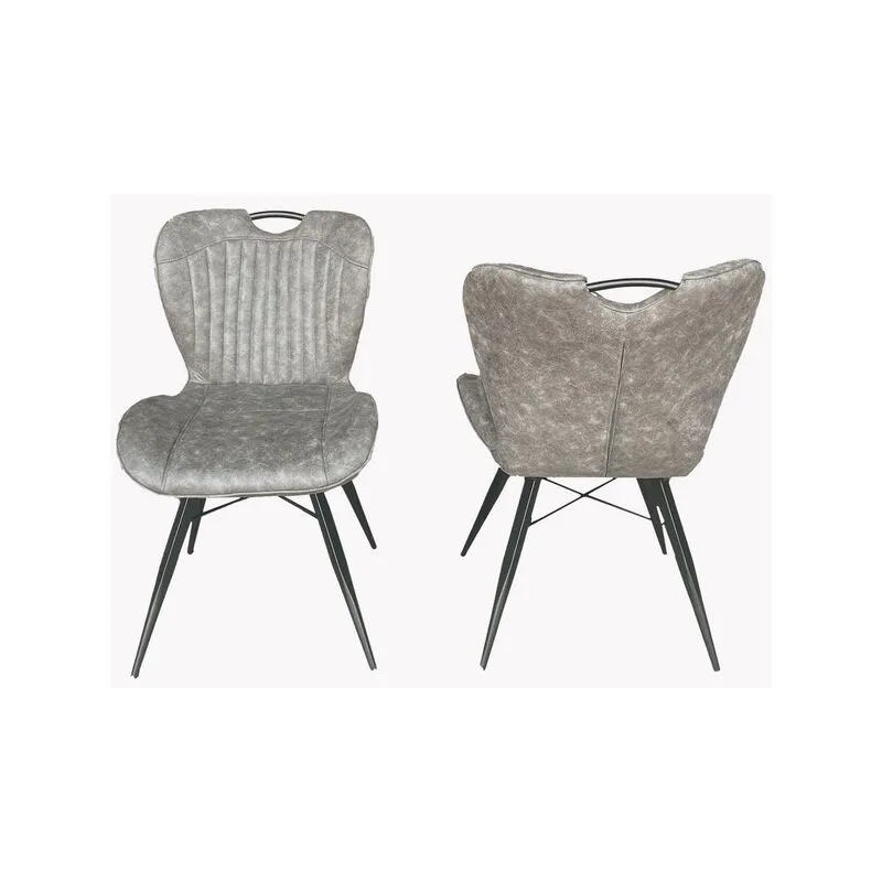 Dining Fabric Chair with Metal Legs (Set of 2) - Grey/Black - Assembly Required