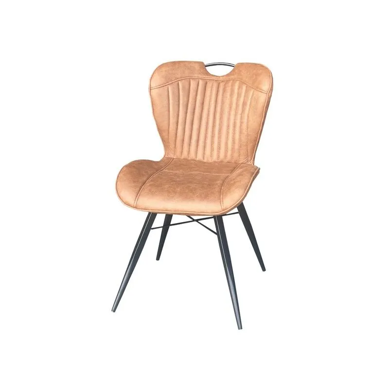 Dining Fabric Chair with Metal Legs (Set of 2) - Tan/Black - Assembly Required