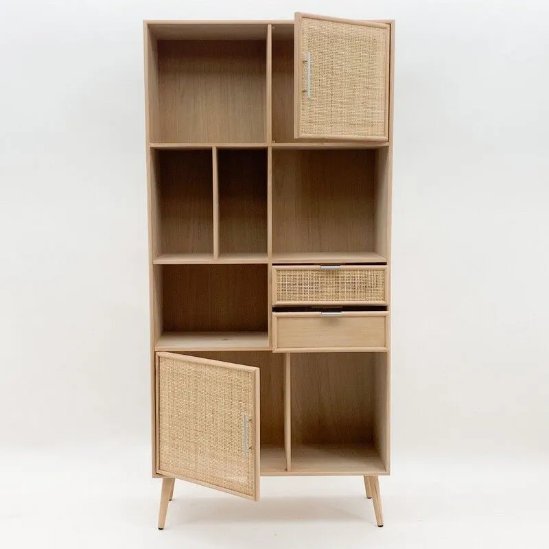 Display Cabinet - Wood - L40 x W92 x H189 cm - Light Brown