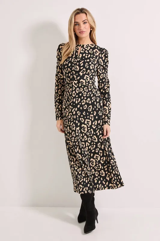 Dorothy Perkins Women's Animal Keyhole Midi Dress Size: 8 - Animal - Size: 8