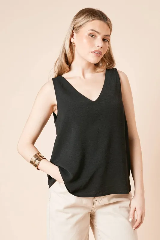 Dorothy Perkins Women's Built Up V Neck Cami in Black Size: 8 Black 8