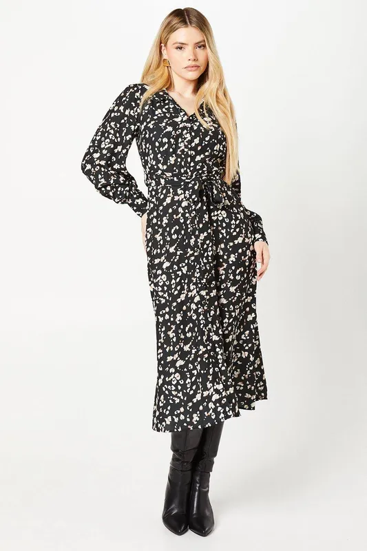 Dorothy Perkins Women's Leopard Midi Shirt Dress Size: 8 - Leopard
