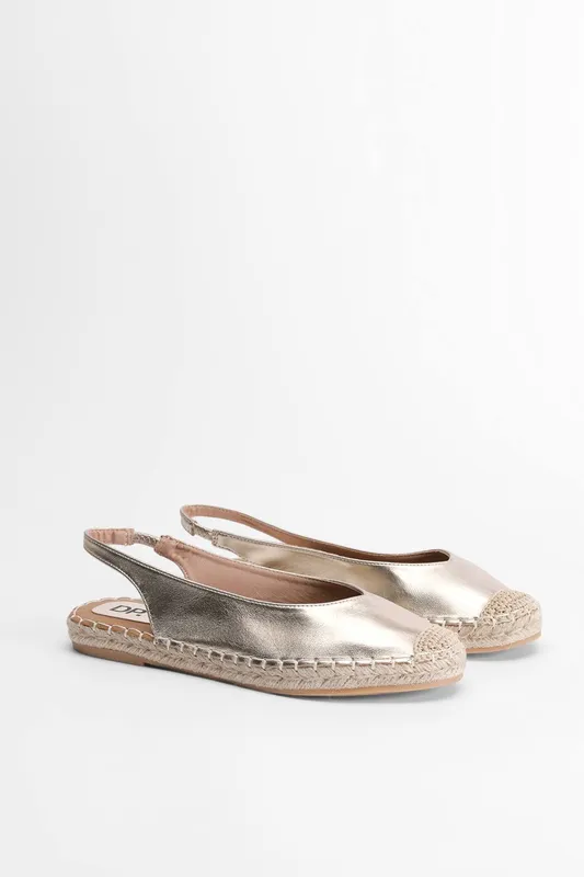 Dorothy Perkins Women's Priscilla Faux Suede Slingback Espadrille Flats in Gold Size: 4 - Gold