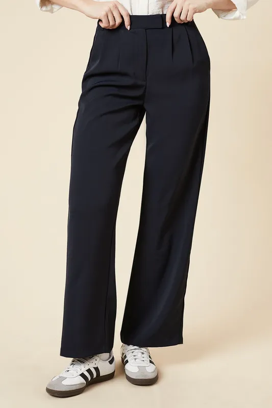 Dorothy Perkins Women's Straight Leg Trousers in Navy Size: 12 - Navy