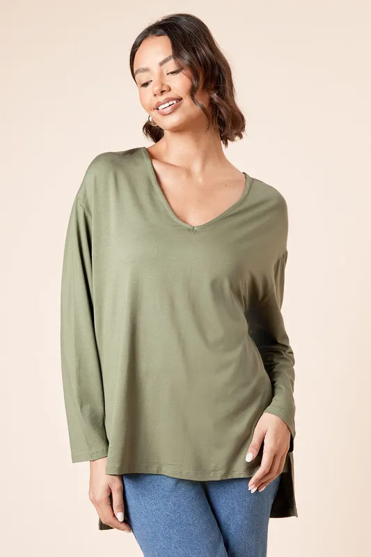 Dorothy Perkins Women's V Neck Tunic in Khaki Size: 8 Khaki 8