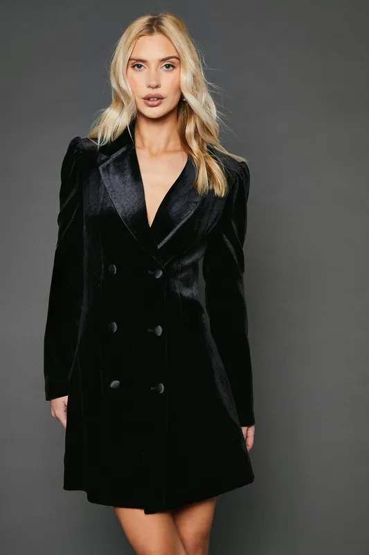 Dorothy Perkins Women's Velvet Blazer Dress in Black Size: 8 - Black - Size: 8