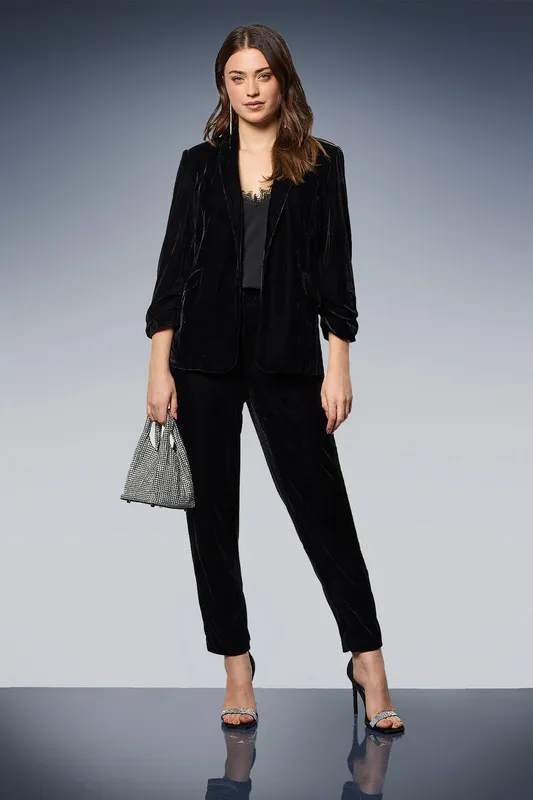 Dorothy Perkins Women's Velvet Blazer in Black Size: 8 - Black - Size: 8