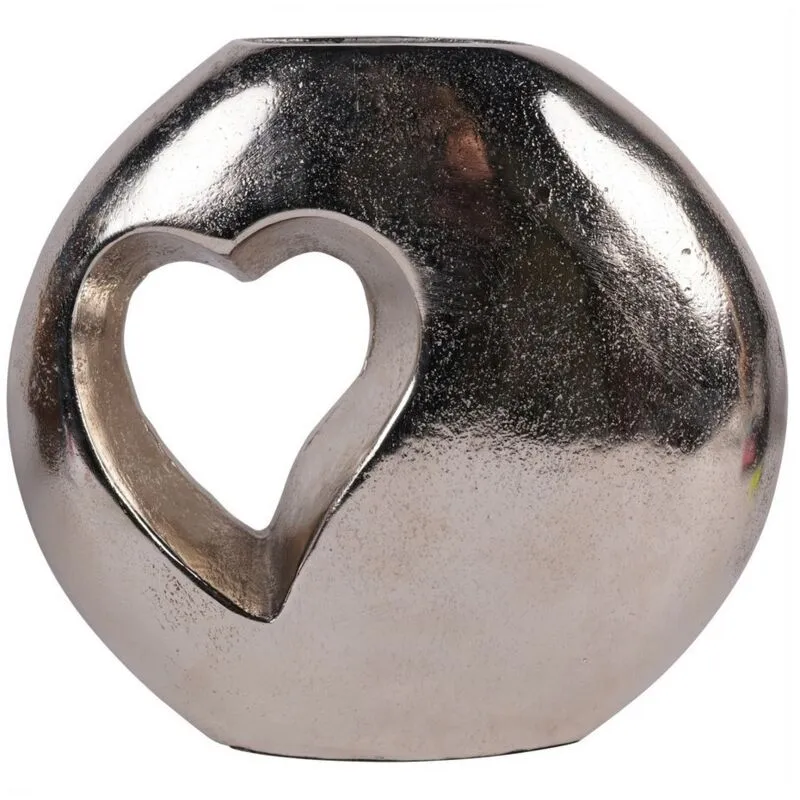 The Libra Company Esme Heart Vase - Aluminium - L6.5 x W26 x H24 cm - Silver Silver