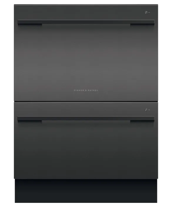 Fisher & Paykel Series 9 DD60DDFHB9 Black Steel Built-In Double DishDrawer™