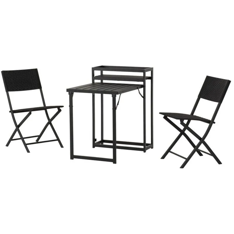 Foldaway 1+2 Garden Set - Metal/Plastic - Black