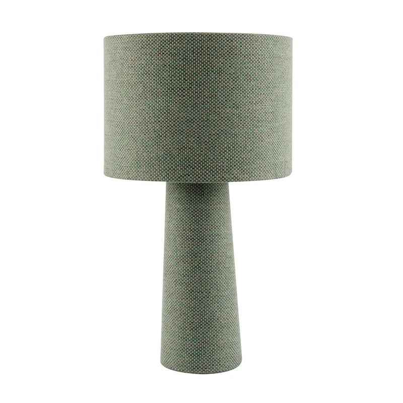 Happy Homewares Forest & Olive Green Jacquard Linen Lamp with Fabric Shade & Base in Dark Green Dark Green