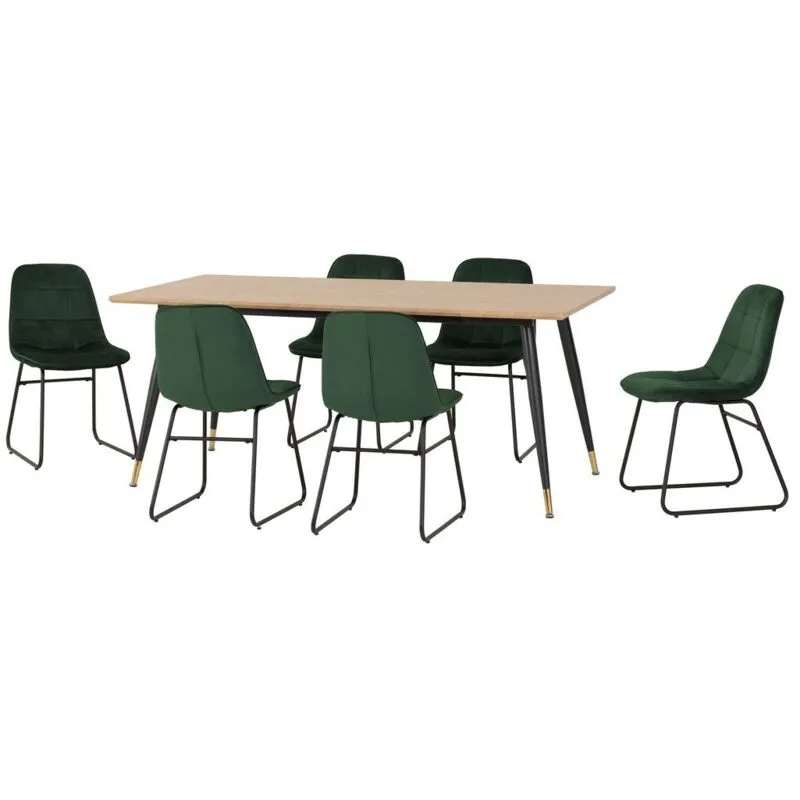 Seconique Hamilton Large Dining Set with Lukas Chairs in Green Green