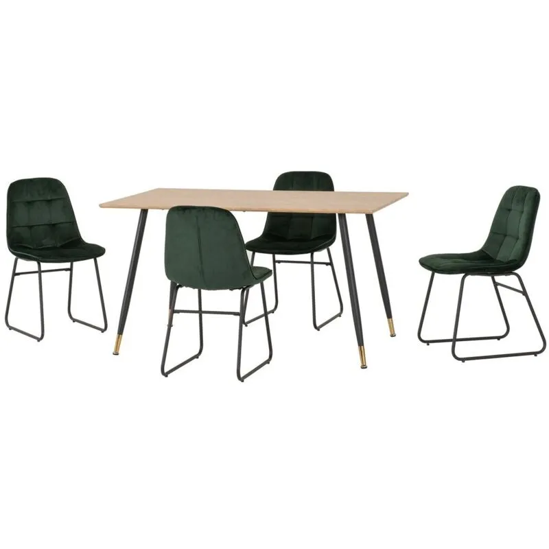 Seconique Hamilton Medium Dining Set with Lukas Chairs in Green Green
