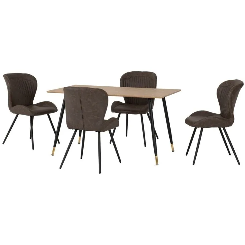 Hamilton & Quebec Medium Indoor Dining Set - Medium Oak Effect/Brown