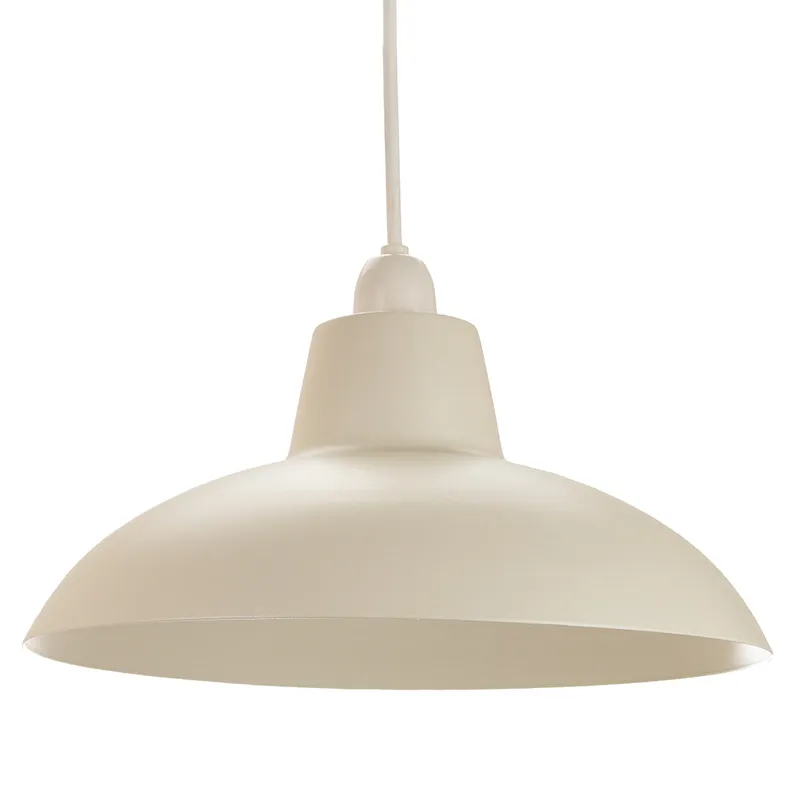 Happy Homewares Industrial Retro Designed Matt Curved Metal Ceiling Pendant Shade in Cream Cream