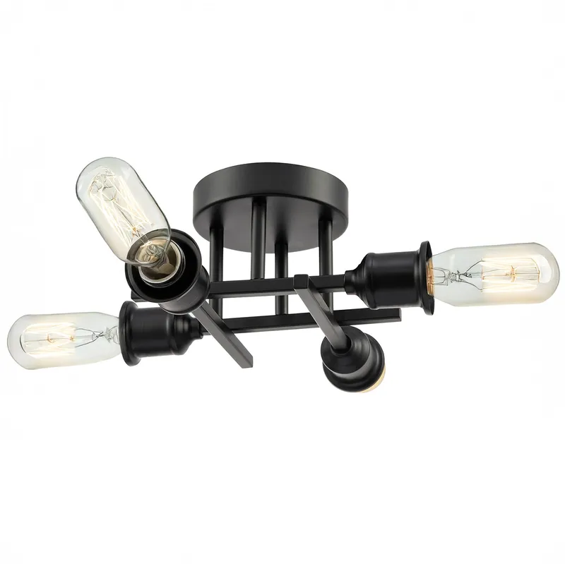 Happy Homewares Industrial Vintage Ceiling Light Fitting with Traditional Lamp Holders in Black Black