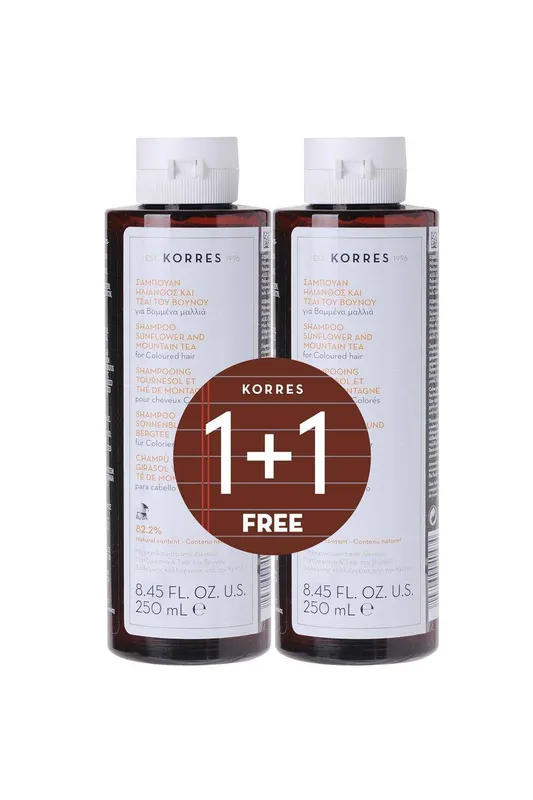 Korres Sunflower & Mountain Tea 250ml Shampoo Double Pack - Worth £30
