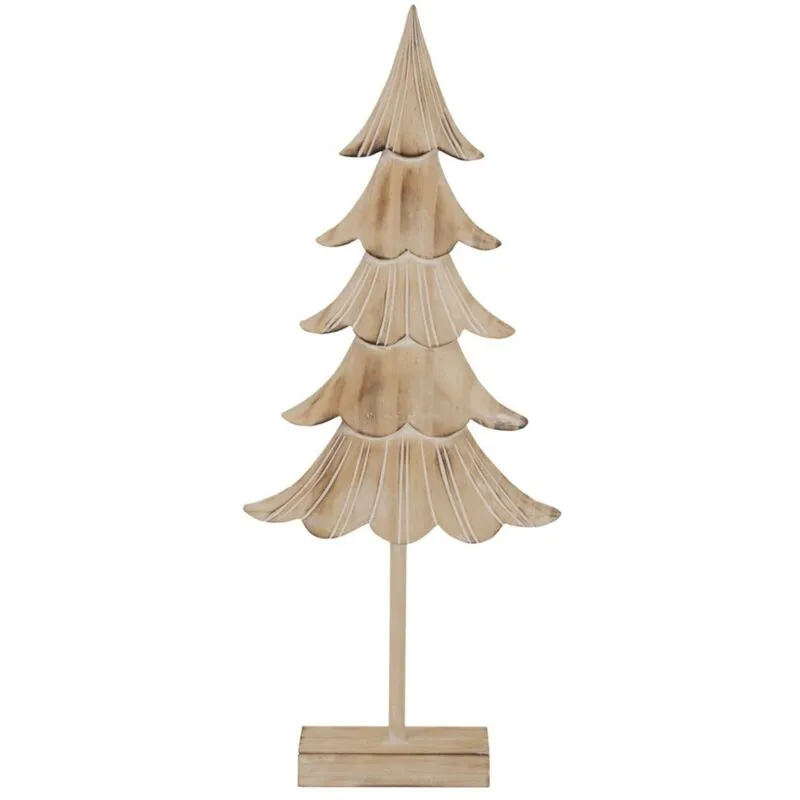 Large Rustic Fir Christmas Tree on Stand - Wood - L6 x W22 x H41 cm - Brown