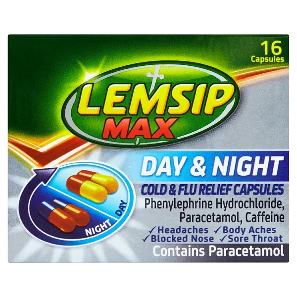 Lemsip Max Day and Night Cold and Flu Relief 16 Capsules