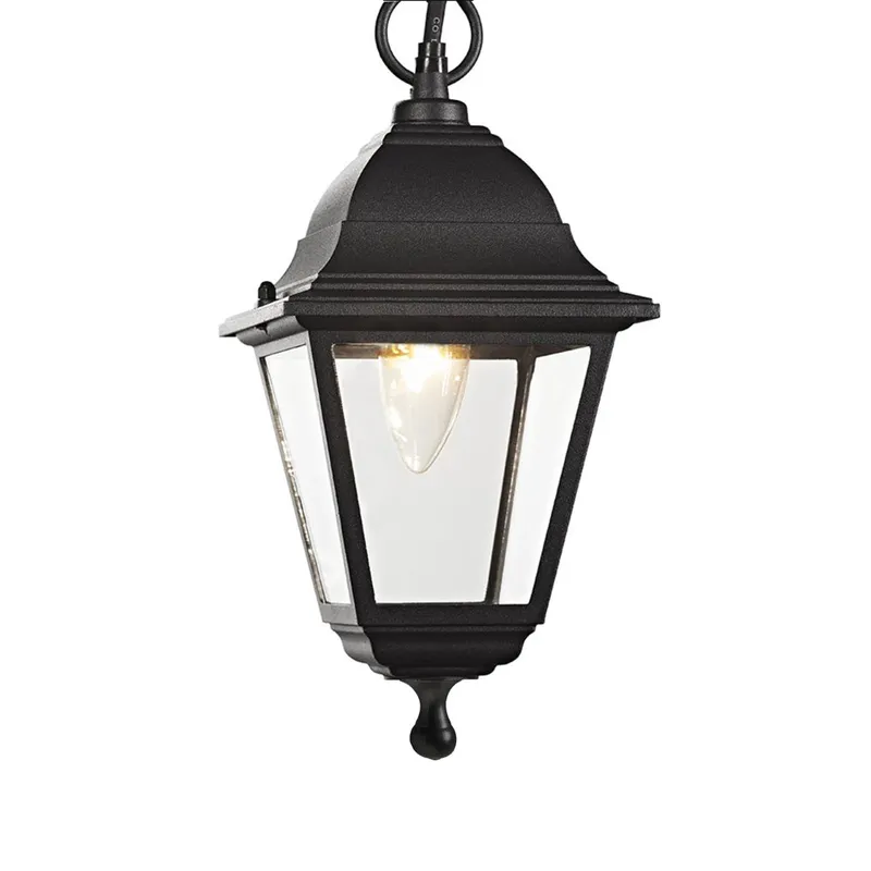 Happy Homewares Cast Aluminium IP44 Outdoor Hanging Lantern in Black Black