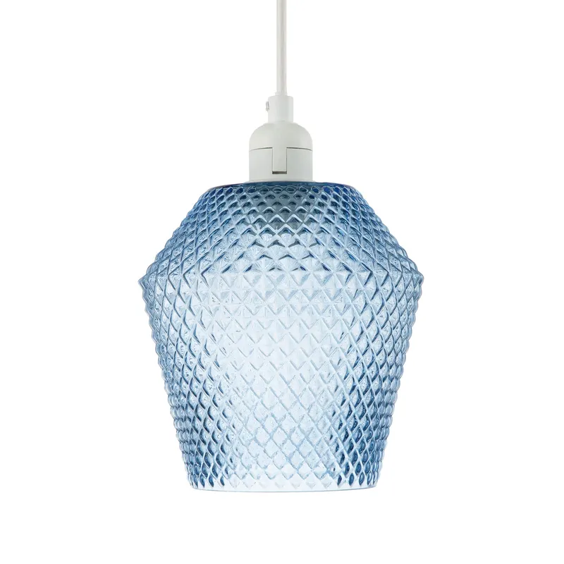 Modern and Compact Diamond Design Midnight Blue Glass Pendant Shade