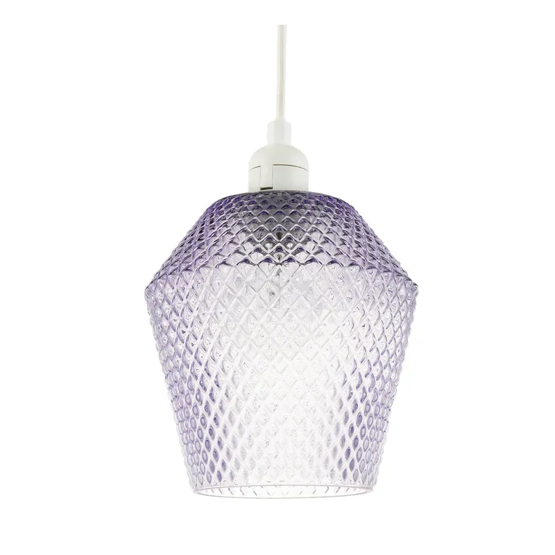 Modern and Compact Diamond Design Purple Lilac Glass Pendant Shade