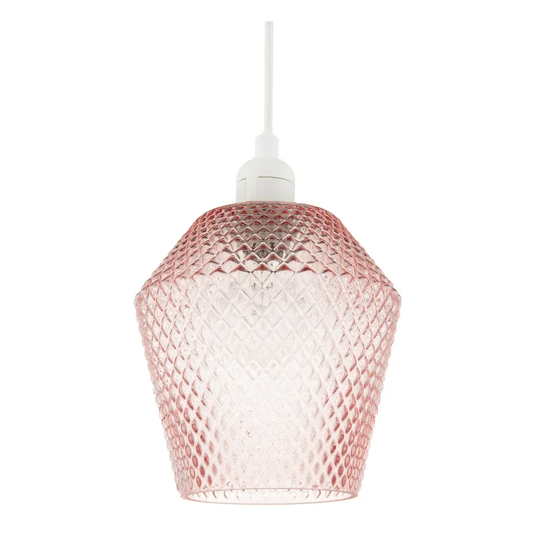 Modern and Compact Diamond Design Soft Pink Glass Pendant Shade