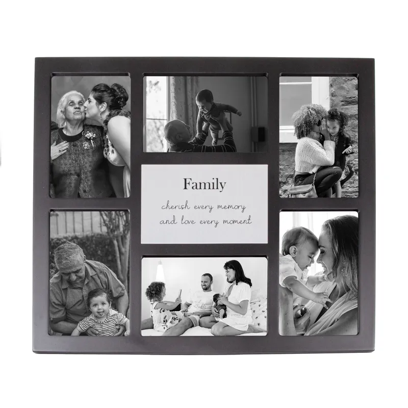 Happy Homewares Modern Black Multi Collage Picture Frame with Family Wording & Cute Phrase Black