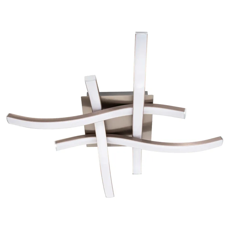 Modern LED Ceiling Lighting Fitting in Brushed Nickel with 4 Strips