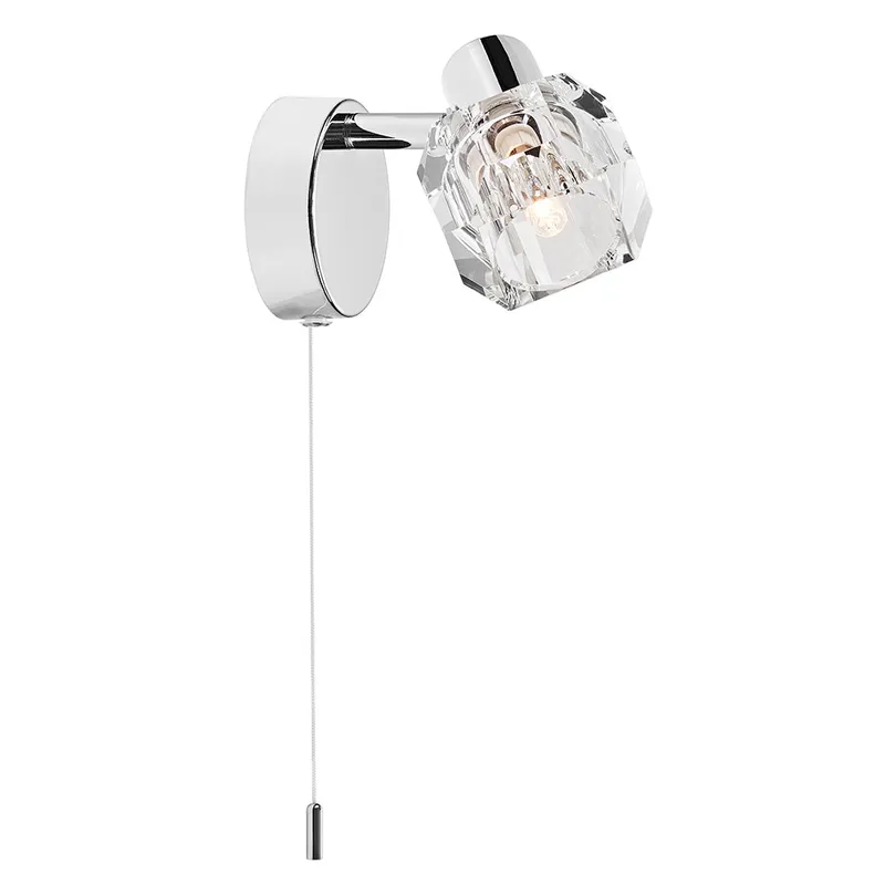 Happy Homewares Modern Wall Light with Chunky Ice Cube Shade in Silver Silver