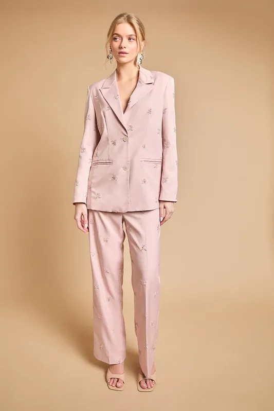 Oasis Women's Embellished Blazer in Blush Size: 10 - Blush