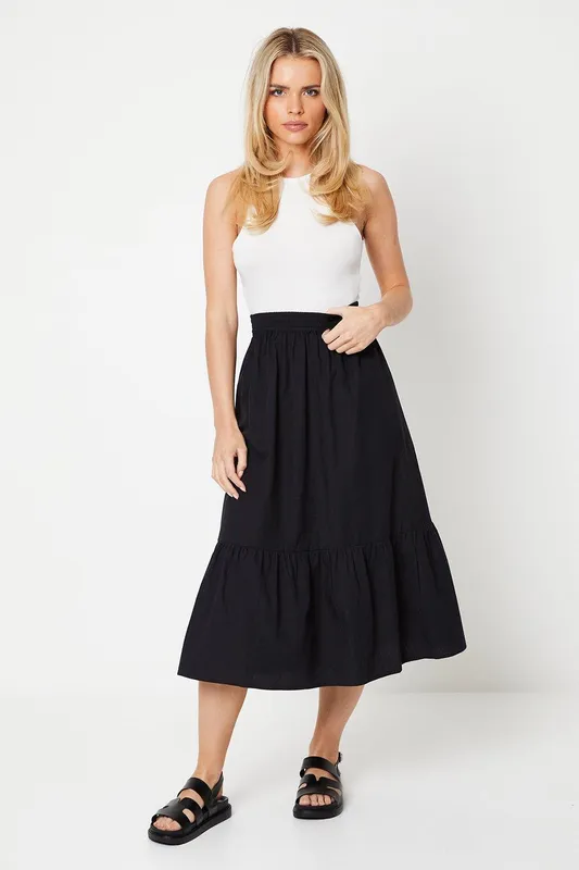 Oasis Women's Petite Poplin Midi Skirt in Black Size: 14 Black