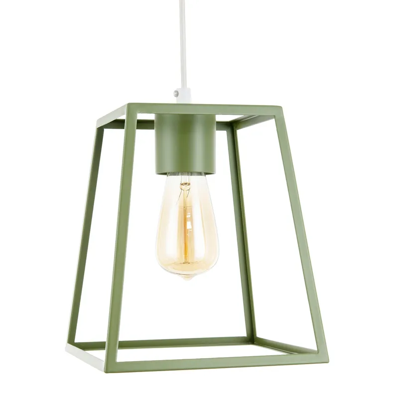 Happy Homewares Olive Green Industrial Lantern Lamp Shade with Square Top & Bottom Olive