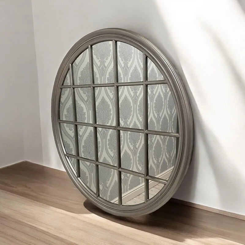 Round Framed Wall Mirror - L5 x W120 x H120 cm - Silver