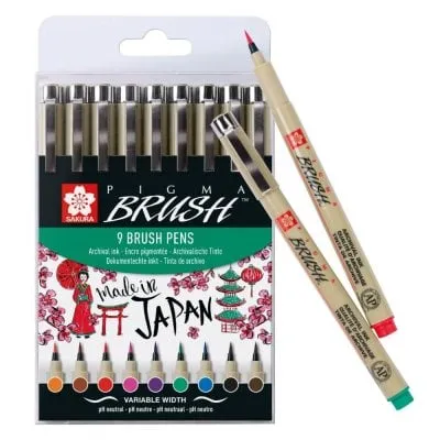 Sakura Pigma Brush Set 9 Colours