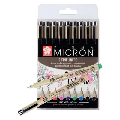Sakura Pigma Micron 05 Fineliner Set 9 Colours