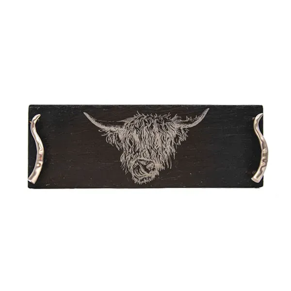 Selbrae House Just Slate Company Small Highland Cow Slate Serving Tray