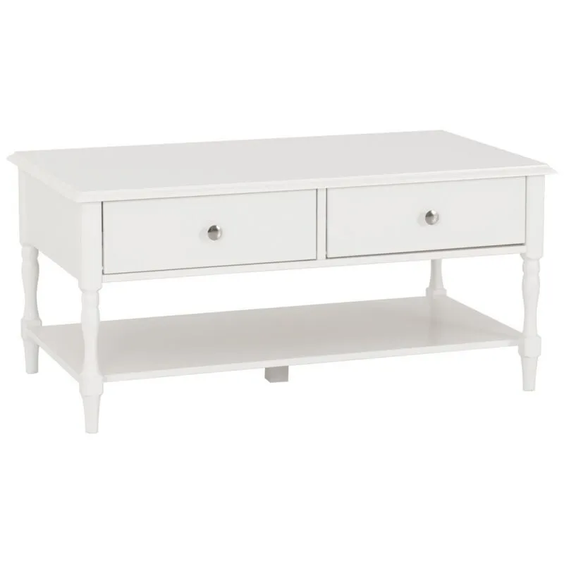 Stratford 2 Drawer Coffee Table - L58 x W100 x H47 cm - White