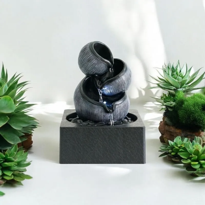 Table-Top Water Fountain - L18 x W18 x H24 cm - Grey