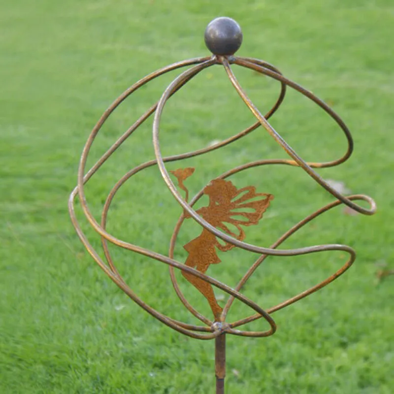 Poppyforge Tangle Ball on 4Ft Stem With Sitting Fairy - Steel - BM/RtR in Brown Brown
