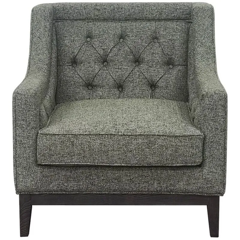 Theodore Buttoned Armchair - Wood/Foam/Poly/Metal - L86 x W81 x H86 cm - Forest Green