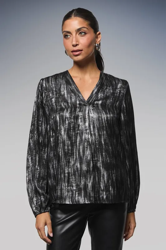 Wallis Women's Abstract Metallic Overhead Shirt in Black Size: 8 - Black - Size: 8