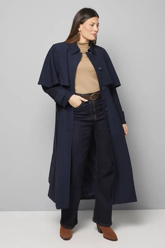 Wallis Women's Belted Cape Coat in Navy Size: 8 - Navy - Size: 8