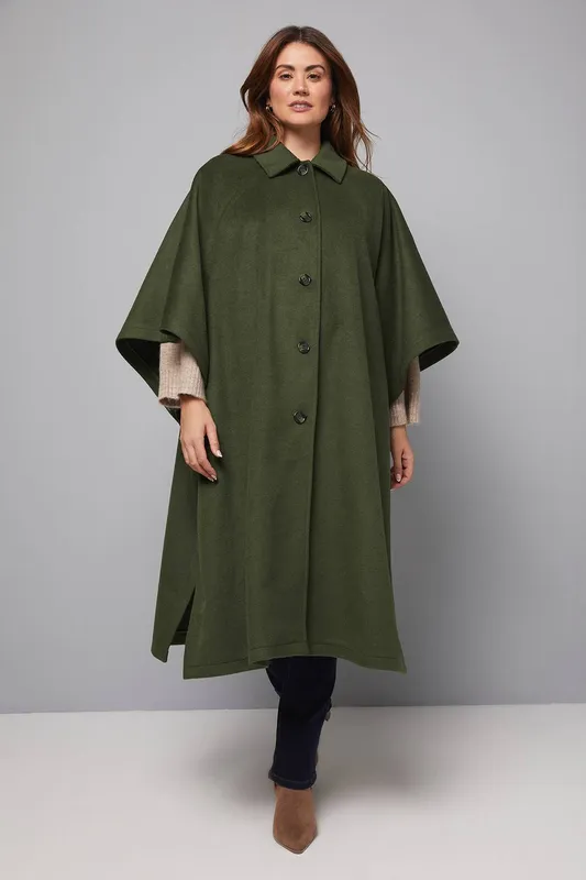Wallis Women's Cape Car Coat in Green Size: Medium/Large - Green