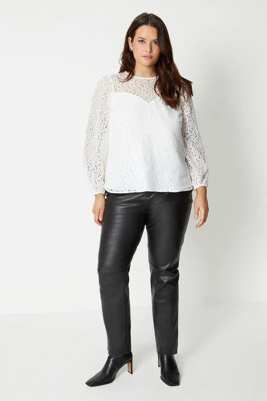 Wallis Women's Curve Faux Leather Jeans in Black Size: 28 - Black