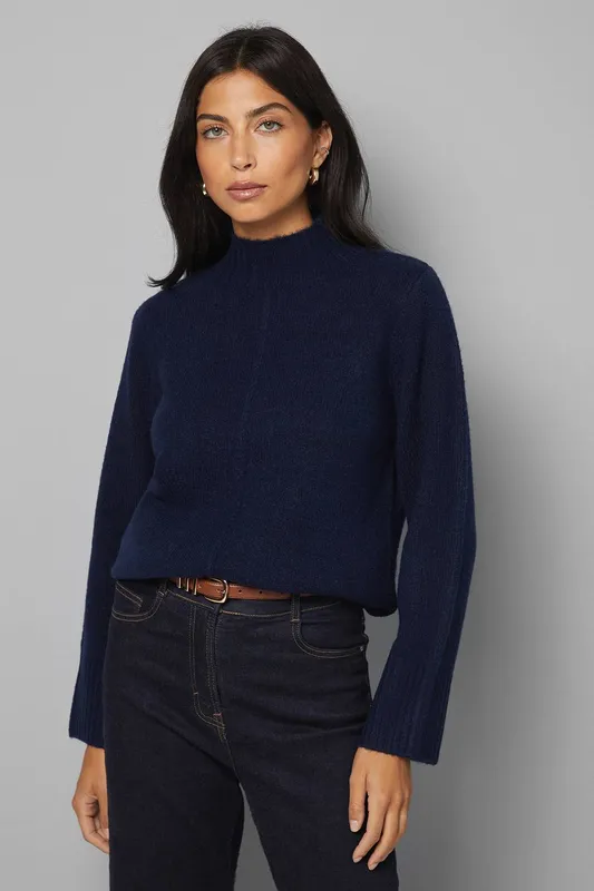 Wallis Women's Curved Hem Cosy Jumper in Navy Size: XL - Navy