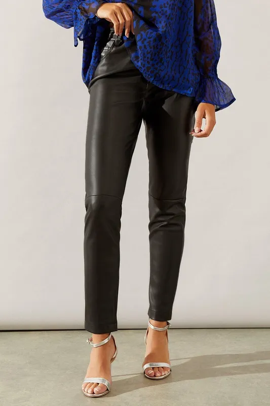 Wallis Women's Faux Leather Jeans in Black Size: 20 Black female