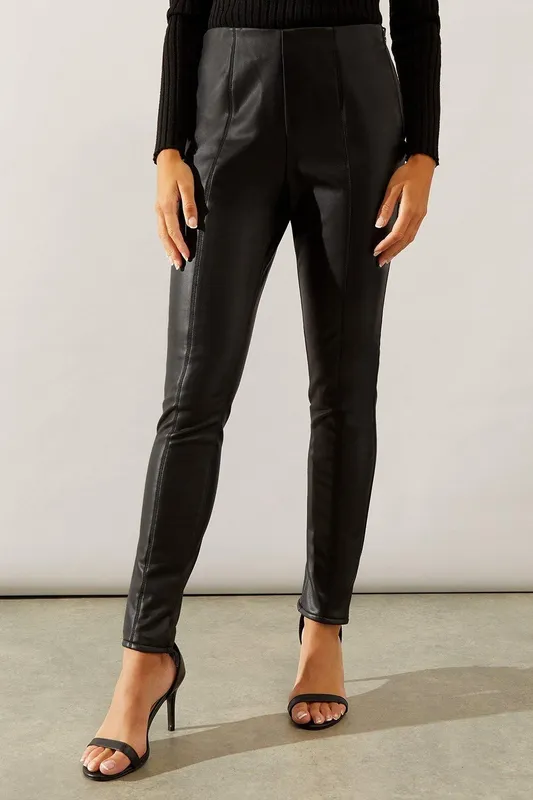 Wallis Women's Faux Leather Leggings Pants in Black Size: 20 - Black